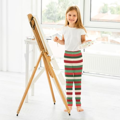 ALAZA Girls' Leggings Children's Yoga Pants Skinny Printed Dance Christmas Green Red Stripe Comfortable 4T4