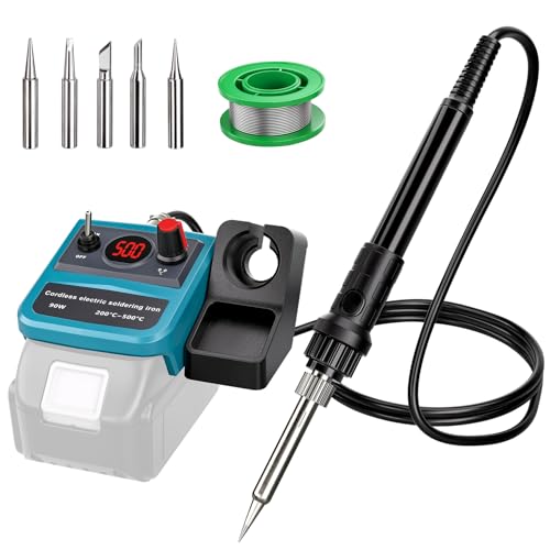 Bezprzewodowy zestaw do lutownicy Makita 18 V LXT, 75 W, cyfrowy pistolet do lutowania z 5 końcówkami, 50 g, drut lutowniczy 0,04" dla każdego entuzjasty hobby (bateria nie wchodzi w zakres dostawy)