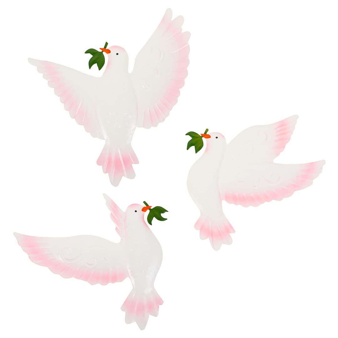 Zayookey 3Pcs Dove of Peace Outdoor Garden Wall Art Decor Metal Wall Sculptures Birds Hang Ornaments for Fence Living Room Bedroom Patio Balcony Yard (White)