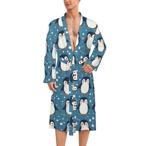 Peignoir kimono pour homme léger motif pingouin | Peignoir de bain douche