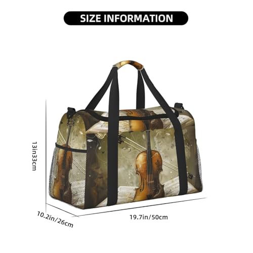 Butterfly and Cello Printed Travel Duffle Bag for Men Women Large Sport Gym Bag Handbag with Shoulder Strap for Travel Weekend Fishing Hunting3