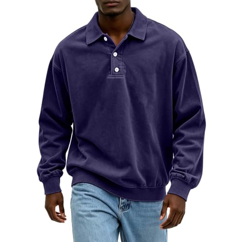 Washed Polo Shirts for Men Big and Tall Long Sleeve Tshirts Casual Pullover - image 2