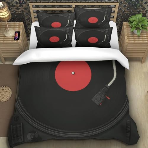 Platine vinyle housse de couette imprimé 3D super douce et résistante