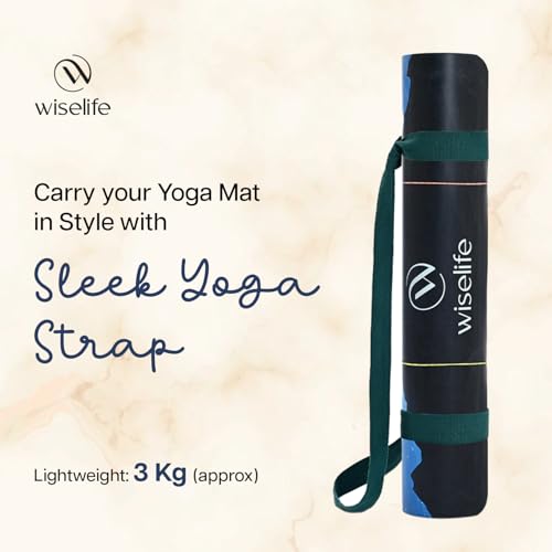 Image of WiseLife PU Natural Rubber Yoga Mat | XL & Extra Wide | Anti-Skid & Slip-Resistant | with Carry Strap - Perfect for Yoga & Workouts (Night Sky-6MM)