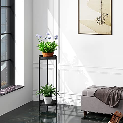 Fashionoda 30" Plant Stand, 2 Tier Metal Flower Plants Holder With 2 Removable Display For Indoor Or Outdoor,Pot Plant Planter Display(30 X 10In,Black) #TOP2