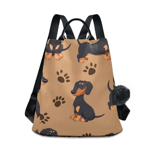 Mochila antirrobo de viaje para mujer con estampado de perros salchicha