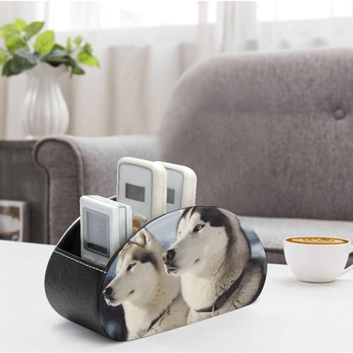 Organiseur de télécommande Husky en cuir à 5 compartiments pour bureau - 5