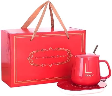 RED Smart Beverage Coffee Tea/Mug Warmer (Ceramic) with Cup Warmer Set with Gravity Sensing Auto Shut Off Heating Plate for Home Office Hostel Kitchen Conference Room – Milk/Tea Christmas/Newyear