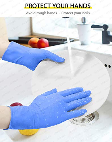 10 PCS Household Cleaning Gloves Blue, Anzoee Dishwashing Gloves Washing Gloves with Textured Fingertips Food Service Powder Free Gloves - Thumbnail 6