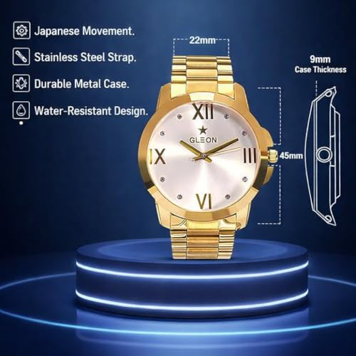 Image of GLEON Luxury Men's Numerology Watch | Water Resistant | Analog Type with Japanese Movement | Timepiece for Growth and Success with 1 Year Warranty - (Pack of 1)