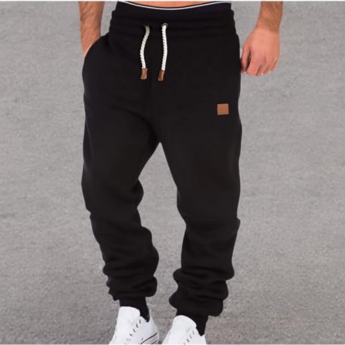 SMIDOW Cotton Joggers for Men Casual Loose Fit Big and Tall Drawstring Sweatpants Workout Athletic Running Pants Jogger Sweatpants Men Black S