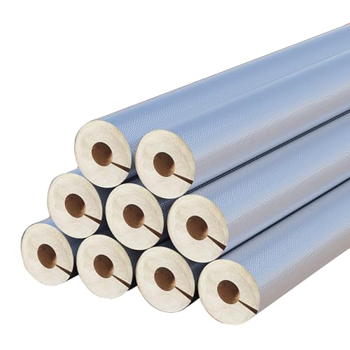 HSPLXYT Pipe Insulation Foam Tube, open-ended Self Adhesive Insulation Foam Wrap with Aluminum Foil, high-temperature-resistant heat-insulating glass wool, boiler steam(ID48MM/TH30MM)