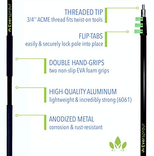 EVERSPROUT 7-to-24 Foot Utility Hook with Extension Pole (30 Foot Reach) | Installing and Hanging Christmas/String Lights, Birdfeeders, Reaching High Places | Heavy-Duty Telescoping Extension Pole - Thumbnail 7