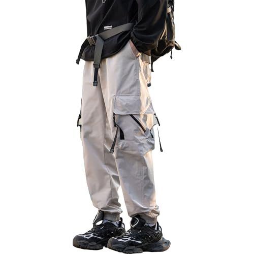 Men's American Paratrooper Functional Multi Pocket Cargo Pants Black Tapered Jogger Pants Mens Techwear Trousers2