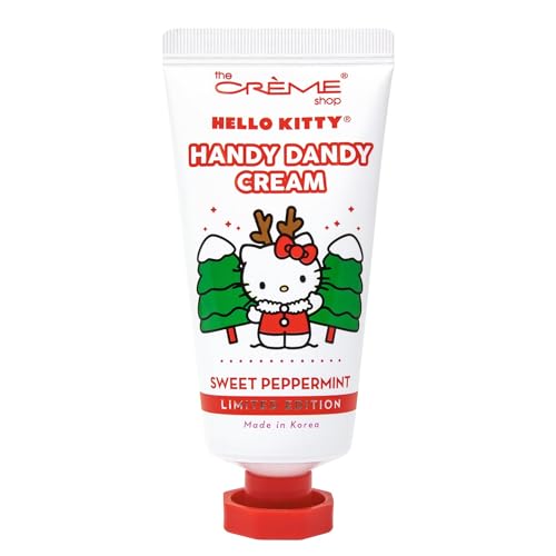 The Crème Shop Handy Dandy Cream - Holiday Sweet Peppermint, 1.69 oz/50 ml, Moisturizing and Nourishing Hand Skin Moisturizer, Shea Butter, Vitamin E, Peppermint, Unisex
