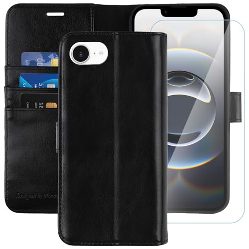 Étui iPhone 16E 5G MONASAY Noir | Protection intégrale en cuir et verre
