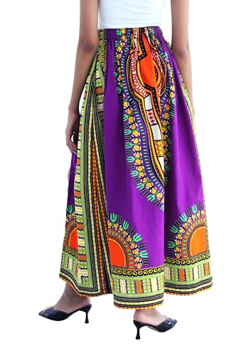 DA'IKI African High Slit Dashiki Art Elastic Waist Kente Ankara Dance Skirt Wax Cotton3