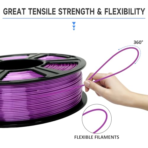 Image of GIANTARM 3D Printer Filament, Shiny Silk Dark Purple PLA Filament, 1Kg(2.2lbs) Spool, 1.75mm Dimension Accuracy + /- 0.02mm, 3D Printing Filament