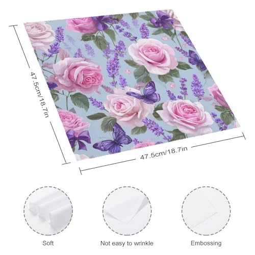 Servilletas de tela cuadradas pack x6 color blanco floral miniatura 2