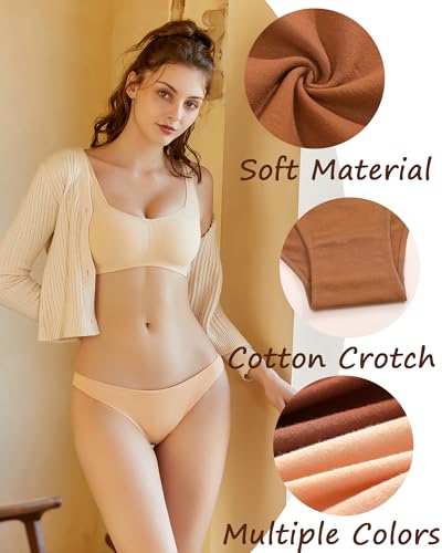Image of FINETOO 6 Pack Cotton Underwear for Women Cute Low Rise Bikini Panties High Cut Breathable Sexy Hipster Womens Cheeky S-3XL