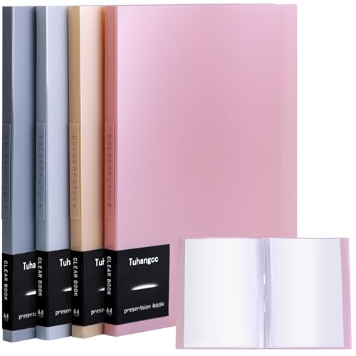 Image of Tuhangcc Art Portfolio 8.5 inchx11 inch,-Heavy DutyDisplay Book Folder with Clear Sheet Protectors,Displays40Pages, Presentation Book for Artwork, DocumentOrganizer (Multicolor, 4 Pack)
