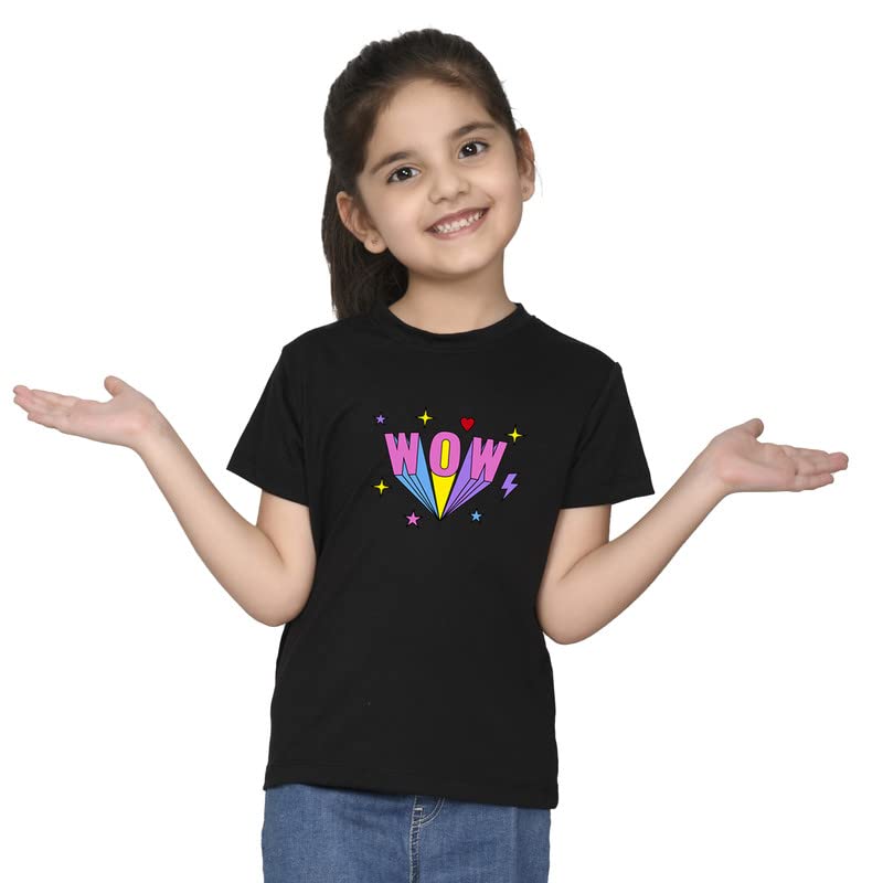 Image of Nusyl Girls Half Sleeves Wow Printed T-Shirt - NUGCTSH0070