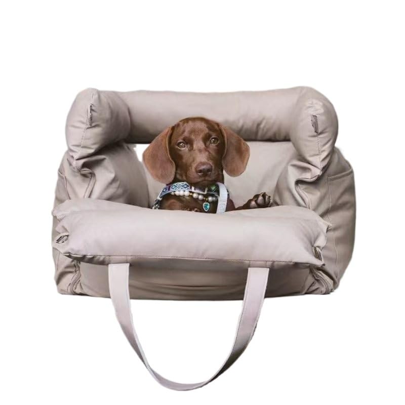 Cuccia impermeabile per cani da auto, 46 x 40 x 40 cm, portatile, resistente ai morsi, in pelle PU, cuscino lavabile in lavatrice (grigio)