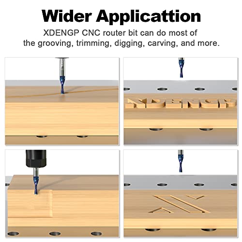 XDENGP Down Cut Spiral Router Bit for CNC, 1/8 inch Cutting Diameter and 1/2 inch Cutting Length 1/4 inch Shank with NACO Coated Carbide End Mill for Wood Carving Engraving Grinding Grooving by XDENGP - Image 5