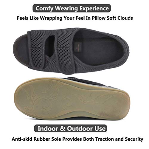 Woman Diabetic Shoes, Extra Wide Width Open Toe Sandals, Adjustable Arthritis Edema Slippers for Elderly Women3