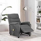 vidaXL Massagesessel mit Heizfunktion Massage TV Sessel Fernsehsessel Relaxsessel Ruhesessel Polstersessel Liegesessel Lounge Hellgrau Stoff