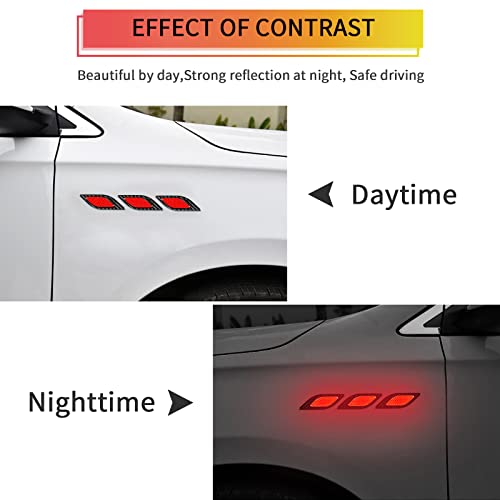Sunbreath 6Pcs Car Fender Hood Bumper Reflective Decal Safety Warning Stripe Stickers Car Protection Body Stickers Decoration Universal Black-Red #TOP5