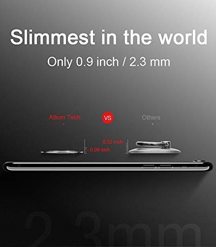 World's Slimmest Phone Ring Holder,Attom Tech Ultra Thin Cell Phone Ring Stand For Magnetic Car Mount Hook Compatible For Iphone Xs Xr X 8 7 Plus 6S 6 5S 5 Se,Galaxy S8 S7 S6 Edge,Note 8 (Black) #TOP1