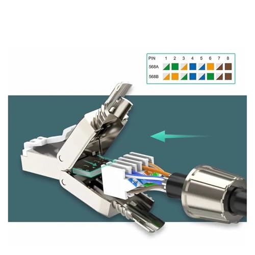 Fiches RJ45 Cat6A Cat7 Cat8 connecteurs Ethernet blindés réutilisables beige - 4