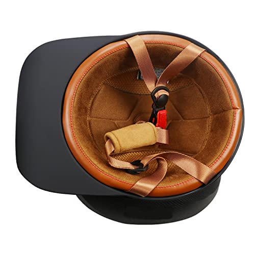 Dot Certified - Baseball Cap Style Retro Motorcycle Helmet Unisex-Adult For Moped Cap Jet Scooter Street Cruiser With Mask Towel (L,Matte Black) #TOP3