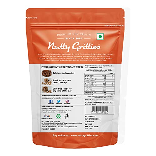 Image of Nutty Gritties Almonds 200g - Coffee Flavoured, Delicious Healthy Snack for All, Non Fried, Zero Oil, Crunchy