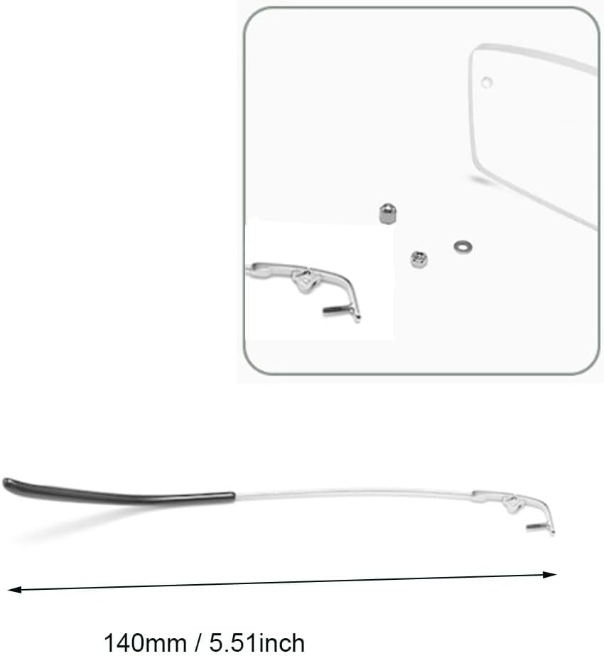 1 Pair Metal Frame Arms Rimless Glasses Legs Eyeglass Replacement Temple Eyewear Screw Washer and Screwdriver (Single Hole)