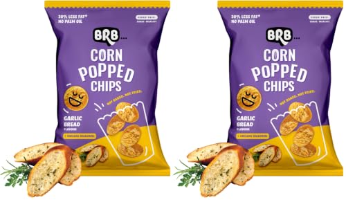 Image of BRB Corn Popped Chips | Garlic Bread Flavour | Not Fried, Not Baked | 30% Less Oil, No Palm Oil, Healthy Snack | 48g /51g Pack (weight may vary) (Pack of 2)