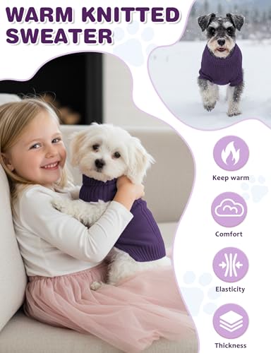 Image of Dog Sweaters for Small Medium Large Dog, Classic Turtleneck Pet Clothes Warm Thermal Doggy Winter Coat, Thick Double Knitting Collar Pullover Cold Weather Puppy Jacket for Indoor & Outdoor Wear