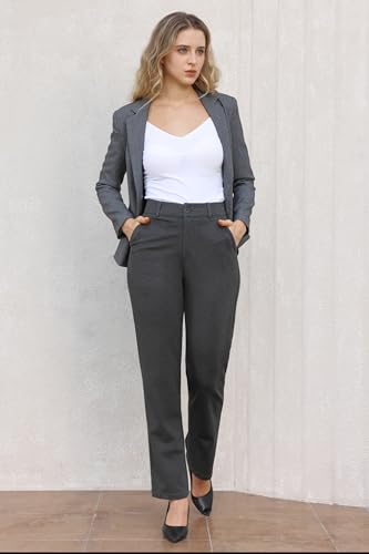 Image of Bamans Dress Pants Women Work Business Office Straight Leg Slacks