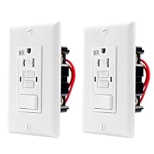 BAOMAIN GFCI Outlet with Switch Combo,15A 125V NEMA 5-15R Tamper ResistantTR & Weather ResistantWR Receptacle,Self-Test Decorator Wall Outlet with LED,ETL Certified,Wallplate Included 2-Pack