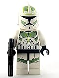 Lego Star Wars Clone Trooper Mini Figure with Sand Green Markings and Blaster Clone Wars