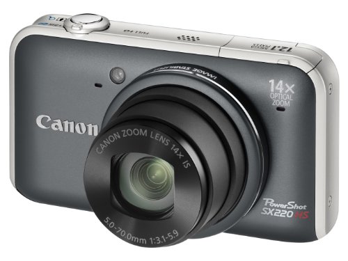 Canon PowerShot SX220 HS Digital Camera - Grey (12.1MP, 14x Optical Zoom) 3.0 inch LCD (Renewed)