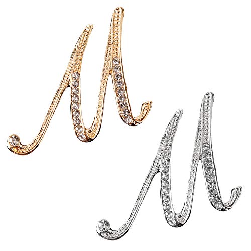 Image of Letter Brooch Pins, Alloy Lapel Pin Gold and Silver for Women, Girls, Men