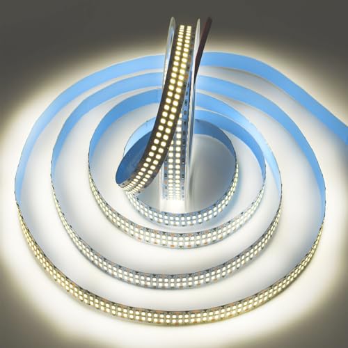Image of SUYOOULIN LED Lights Strip, Dimmable DC 12V 16.4ft SMD 5054 (5050 Upgraed) Double Rows 1200 LEDs 25000LM Non-Waterproof LED Ribbon for Home Kitchen Decoration (Natural White 4500K)