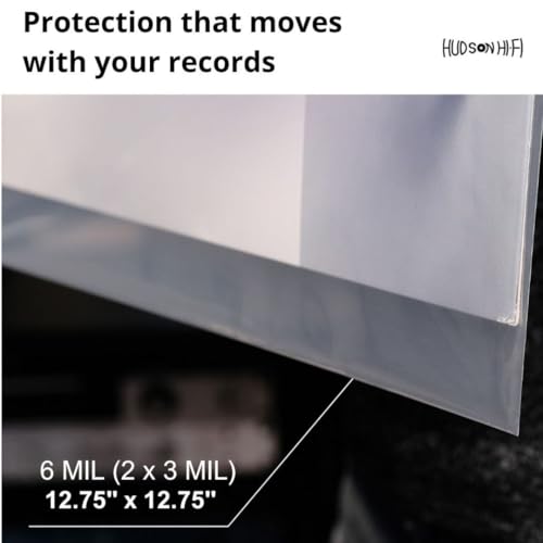Image of Hudson Hi-Fi Anti-Static Vinyl Record Sleeves - Durable Clear Disc Sleeves- Protect Your LP Albums from Scratches, Dust & Dirt - Acid-Free Rice Paper Disc Covers, 250x Outer Sleeves
