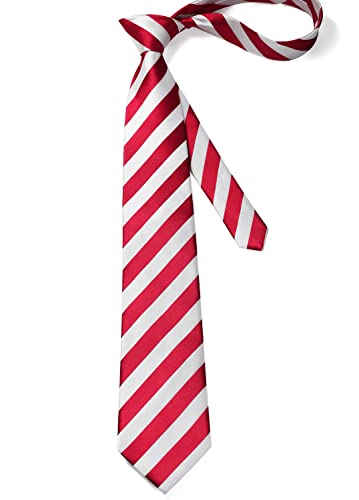 Image of HISDERN Mens Tie Striped Ties and Handkerchief Set Business Formal Woven Pocket Square Wedding College Stripe Necktie