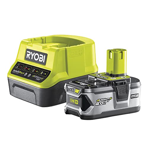 Ryobi RC18120-140 Kit Ryobi con Caricabatterie e 1 Batteria da 4.0Ah al Litio 18V ONE+, con 4 Indicatori di Stato di Carica, Grande Autonomia