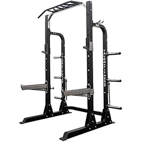 Valor Fitness Power Rack Squat Stand - 5 Position Multi-Grip Pull Up Bar - Adjustable Height, Plate & Bar Storage, Resistance Band Pegs – Max 1000 lb - Home Gym Equipment Cover