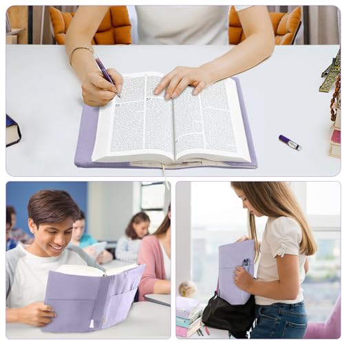 Canvas Book Covers, Washable Book Protector, Book Cover for Paperback Novels, Adjustable Book Cover for Hardcover with Pockets for Pen, Soft Cover Books, Book Lovers Gifts - Thumbnail 7