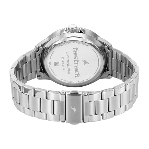 Image of Fastrack Stunners X Quartz Analog with Blue Dial Steel Stainless Steel Strap Watch for Men - 38160KM03